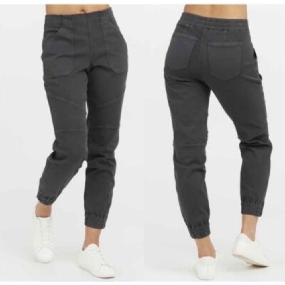 Spanx Women's Gray Ankle‎ Cargo Jogger Pants with Zipper Detail M
